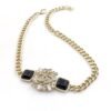 18K CC Black Crystals Chain Necklace