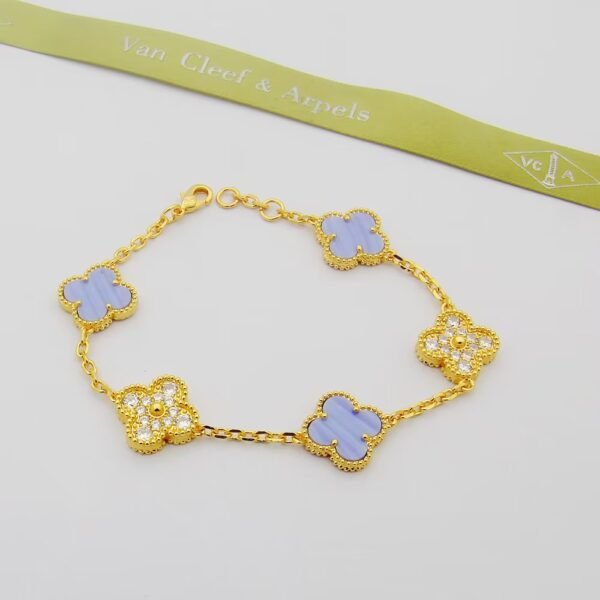 18K Vintage Alhambra Purple Diamonds Bracelet