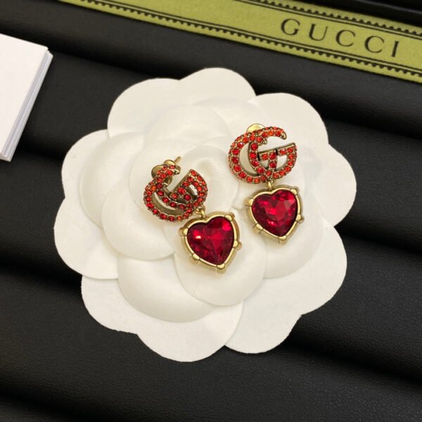 18K Double G Red Crystal Earrings