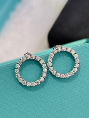 18K T Circle Diamonds Earrings