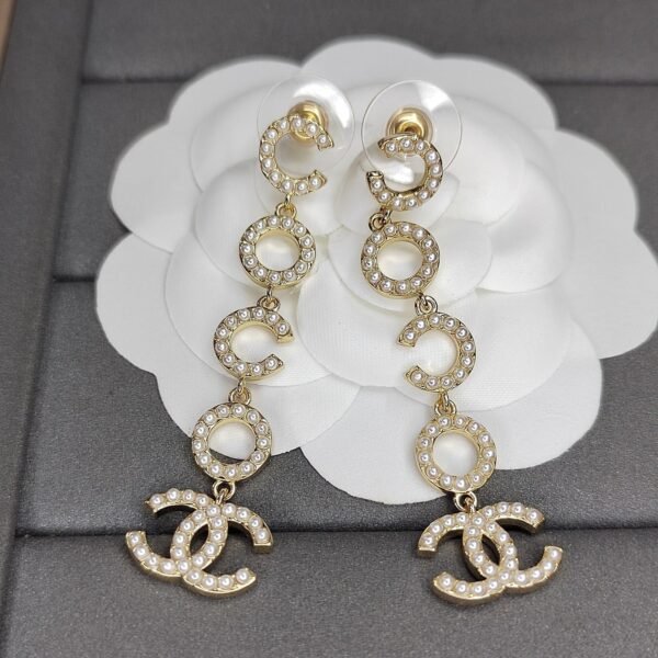 18K CC Pearl Pendant Earrings