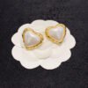 18K CC Heart Pearl Earrings