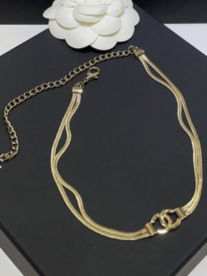 18K CC Gold Choker Chain Necklace