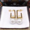 18K CD Square Pearl Earrings