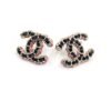 18K CC Pink Resin Leather Earrings