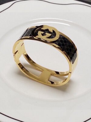 18K Double G Black Gold Cuff Bracelet