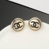 18K CC Black Button Earrings