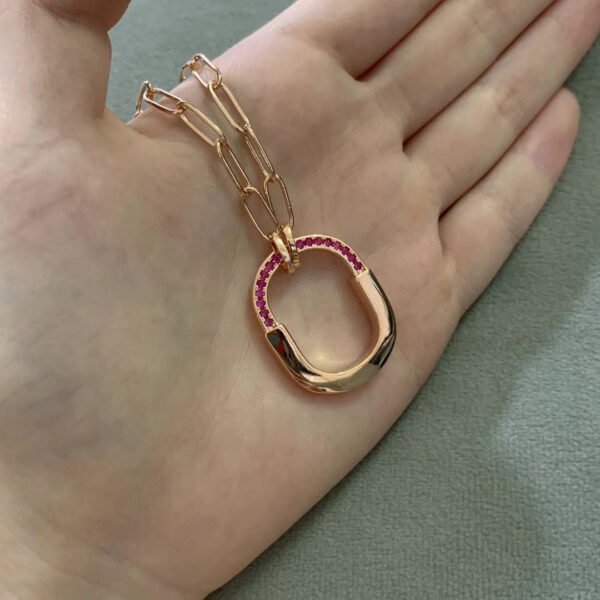 18K T Lock Pink Pav¨¦ Diamonds Necklace