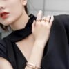 18K T1 Wide Diamond Hinged Bangle Bracelet