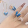 18K Two Butterfly Between the Finger Turquoise Ring