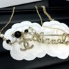 18K CC Rhinestone Pearl Letter Necklace