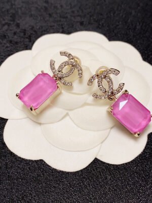 18K CC Pink Crystal Earrings