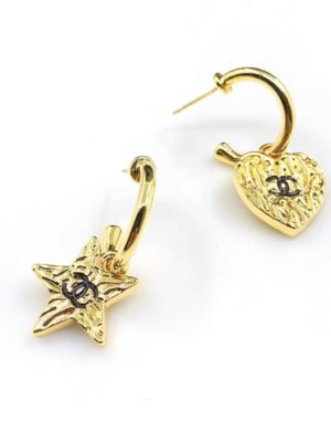 18K CC Heart Star Earrings
