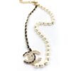 18K CC Leather Pearls Necklace