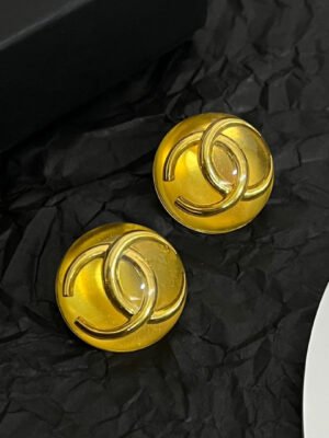 18K Vintage CC Yellow Crystal Earrings
