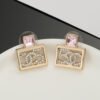 18K CC Square Diamond Earrings