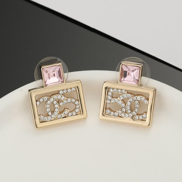 18K CC Square Diamond Earrings
