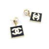 18K CC Square Pearl Pendant Earrings