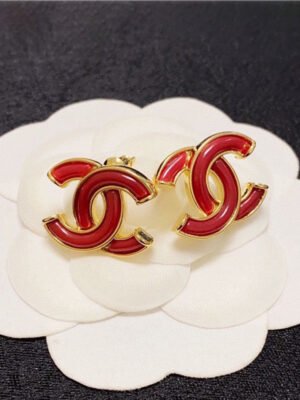 18K CC Red Earrings