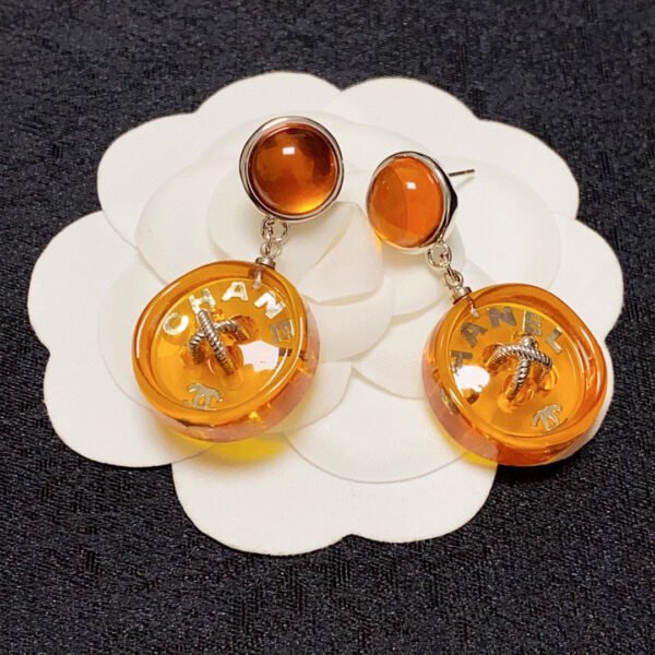 18K CC Orange Pendant Earrings