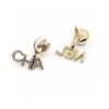 18K CC Diamonds Script Earrings