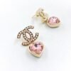 18K CC Pink Heart Crystal Earrings