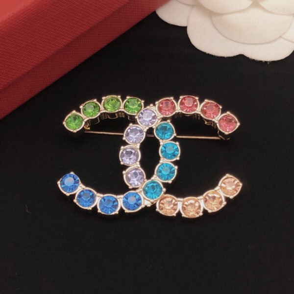18K CC Color Crystals Brooch