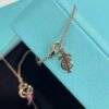 18K T Keys Woven Pink Diamonds Medium Necklace