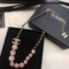 18K CC Pink Crystals Leather Necklace