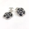 18K CC Black Pearl Camellia Earrings