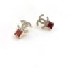 18K CC Red Crystal Earrings