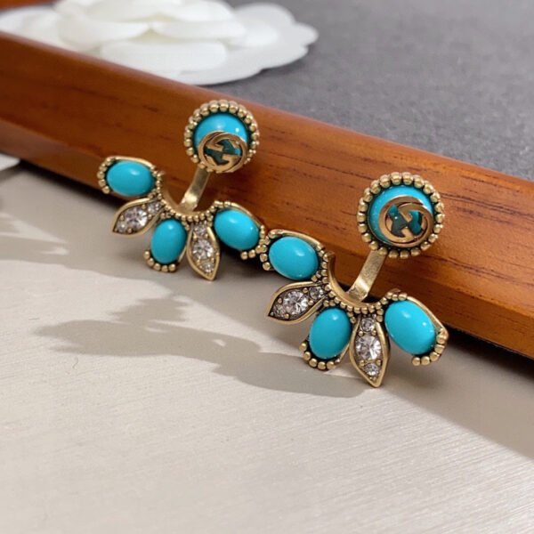 18K Double G Blue Flowers Earrings