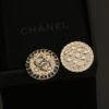 18K CC Diamond Round Earrings