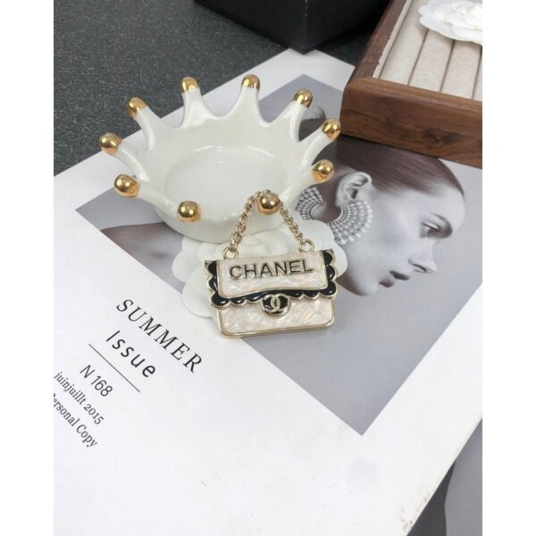 18K CC White Bag Brooch