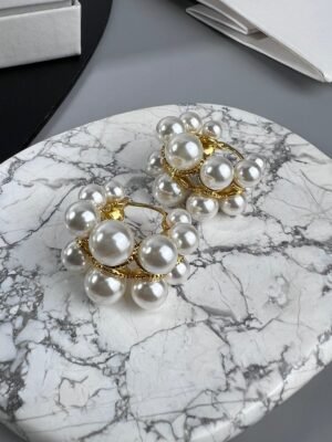 18K Triomphe Two-Rows Pearl Earrings