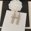 18K CC Crystals Long Letter Earrings