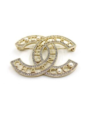 18K CC Script Diamonds Brooch