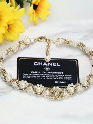 18K CC Pearl Braided Necklace
