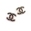 18K CC Pink Resin Leather Earrings