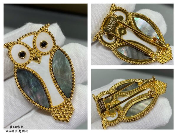 18K Lucky Animals Owl Clip Brooch
