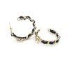 18K CC Cricle Leather Earrings