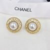 18K CC Pearl Round Earrings