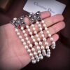 18K CD Pearls Tassel Long Earrings
