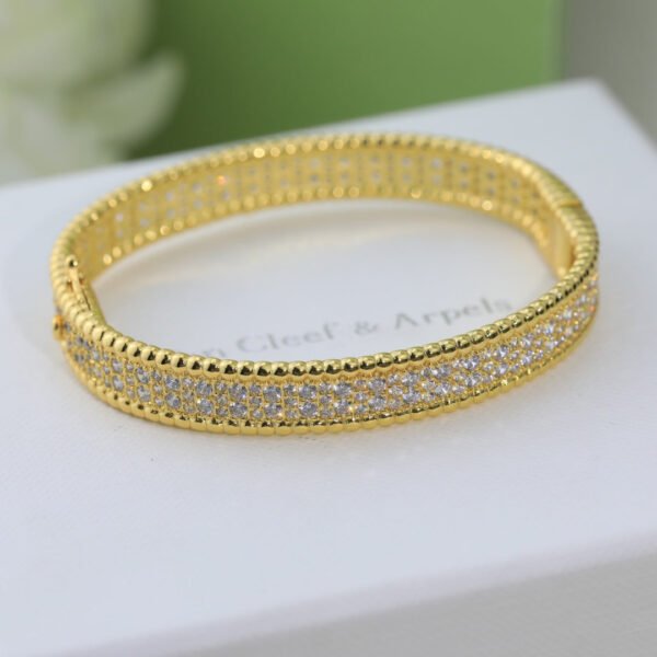 18K Yellow Gold Perl¨¦e Diamonds Three Rows Bracelet
