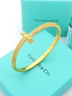 18K T1 Wide Diamond Bangle Bracelet