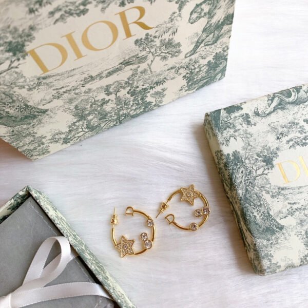 18K CD Star Pink Crystals Earrings