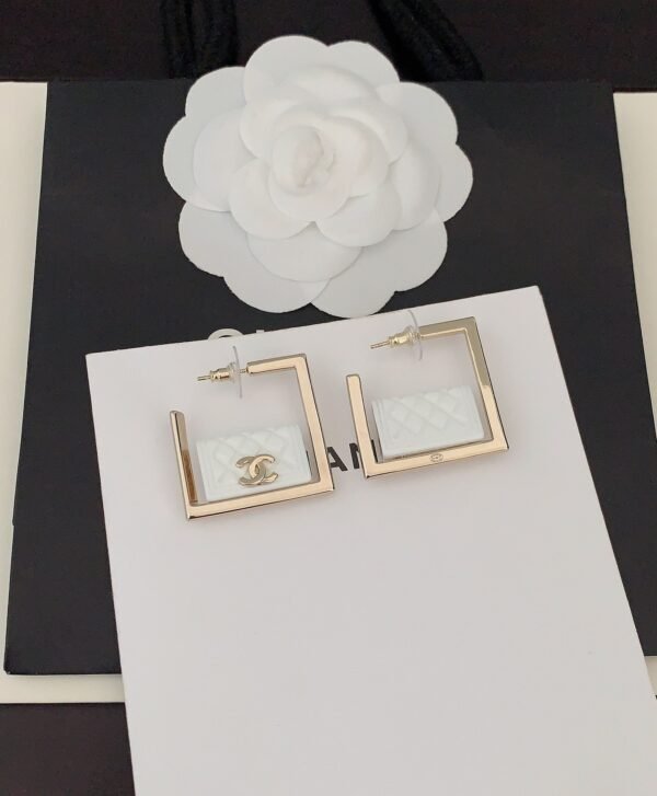 18K CC White Bag Pendant Earrings