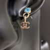 18K CC Blue Crystal Earrings