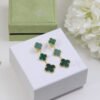 18K Magic Alhambra Three Malachite Motifs Clover Earrings