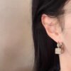 18K Triomphe Box Hoops Earrings
